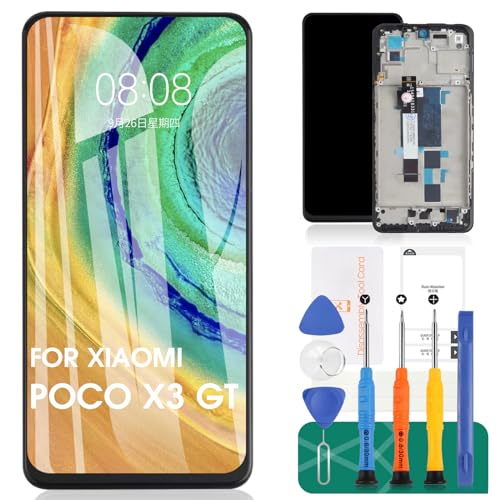SRJTEK Ersatz-LCD-Display für Xiaomi Poco X3 GT für Xiaomi Redmi Note 10 Pro (CN) 21061110AG Touch-Digitizer-Reparatur-Sets mit Rahmen (schwarz, nicht für X3) von SRJTEK