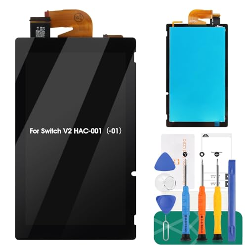 SRJTEK Ersatzbildschirm für Nintendo Switch V2, LCD-Display, Ersatz-Kits für Switch V2, LCD-Digitizer, Touchscreen, Montagesatz, Ersatz HAC-001(-01) 2019 (nicht für V1), HAC-001（-01） von SRJTEK