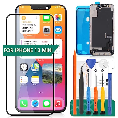 SRJTEK Ersatzbildschirm für iPhone 13 Mini LCD Display für iPhone 13 Mini Touchscreen A2628 Digitizer Montage-Reparatur-Set (schwarz), 6.1 von SRJTEK