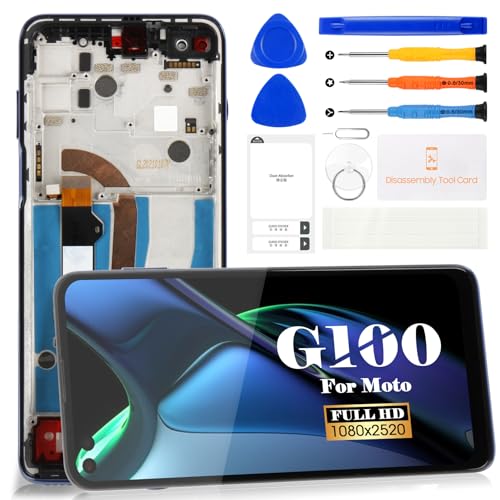 SRJTEK Für Motorola Moto G100 LCD-Display für Motorola Edge S Bildschirm Ersatz für Moto G100 Touchscreen Digitizer XT2125 Reparatur-Sets (schwarz, mit Rahmen) von SRJTEK