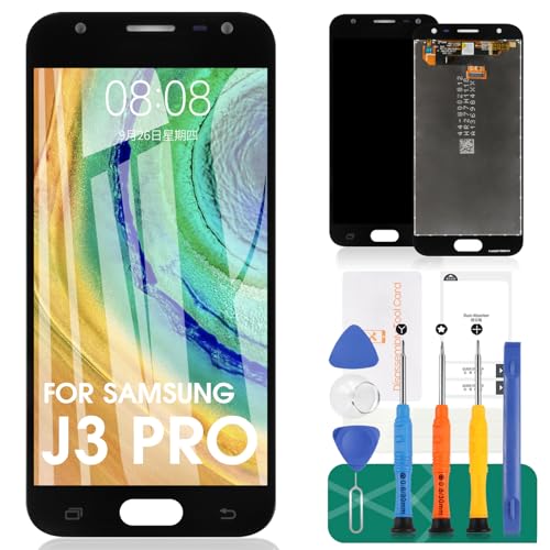 SRJTEK Für Samsung Galaxy J3 2017 J330 / J3 Pro 2017 J330 DUOS J330G J330L J330F J330FN J330DS J3300 12,7 cm (5 Zoll) LCD-Display Touchscreen Digitizer Glas Assembly Full Replacement Part (Schwarz) von SRJTEK