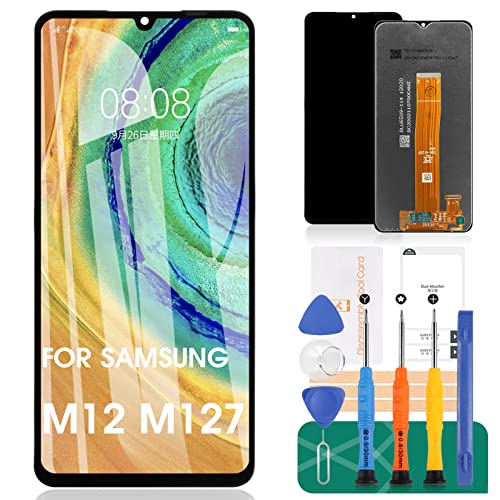 SRJTEK Für Samsung Galaxy M12 LCD-Bildschirm für Samsung M12 Bildschirm Ersatz M127 LCD Display SM-M127F/DSN Touch Digitizer Montage Reparaturset (Schwarz ohne Rahmen) von SRJTEK