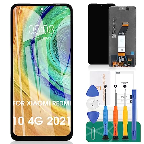 SRJTEK Für Xiaomi Redmi 10 4G 2021 Bildschirm-Ersatz für Xiaomi Redmi 10 Prime LCD-Display für Xiaomi Redmi 10 5G 2022 Touchscreen 21061119AG Digitizer Montage Reparaturteile Kits (schwarz) von SRJTEK