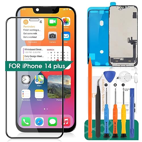 SRJTEK Für iPhone 14 Plus LCD Display Für iPhone 14 Plus Bildschirm Ersatz Für iPhone 14 Plus Digitizer Montage A2886, A2632, A2885, A2896, A2887 Reparatur Kits (Schwarz) von SRJTEK