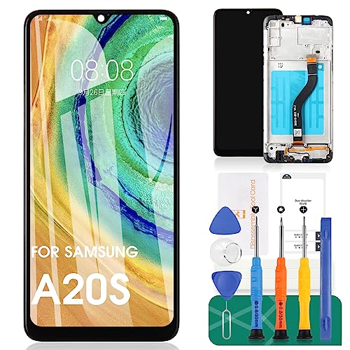 SRJTEK Kompatibel für Samsung Galaxy A20s LCD Display Touchscreen Matrix Ersatzteile für A207 A2070 SM-A207F Bausatz (Original Schwarz mit Rahmen) von SRJTEK