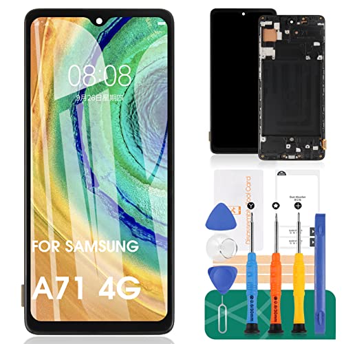 SRJTEK Kompatibel für Samsung Galaxy A71 4G LCD Display Touch Screen Matrix Digitizer Ersatz für A715 Montage ohne Fingerabdruck-Funktion (Incell Schwarz mit Rahmen) von SRJTEK