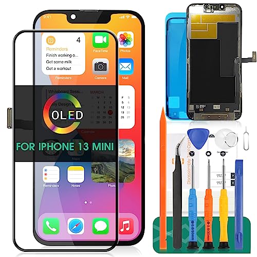 SRJTEK OLED-Bildschirm für iPhone 13 Mini, Ersatz für iPhone 13 Mini, LCD-Display für iPhone 13 Mini, Touchscreen A2628, Digitizer-Montage-Reparatur-Set, Schwarz, 6.1inch von SRJTEK