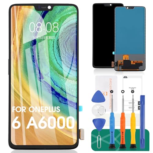 SRJTEK TFT für Oneplus 6 2018 LCD-Display für Oneplus 6 Bildschirm, Ersatz A6000, A6003 Touch Digitizer Montage-Reparatur-Sets ohne Rahmen (schwarz, nicht für 6T) von SRJTEK