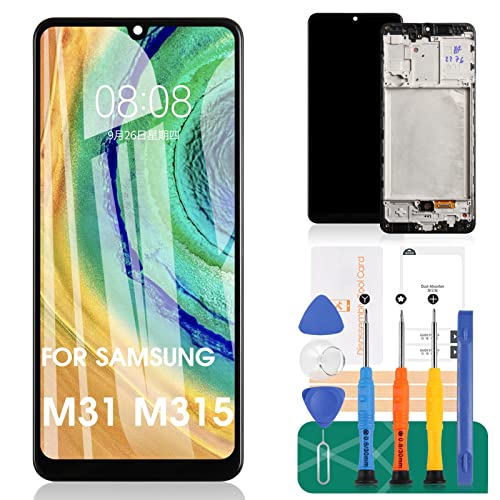 SRJTEK für Samsung Galaxy M31 LCD Bildschirm M315 Bildschirm Ersatz M315F LCD Display Touch Digitizer Montage SM-M315F Reparatur Teile Kits (Schwarz mit Rahmen) von SRJTEK