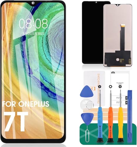 TFT Ersatz-LCD-Display für Oneplus 7T 1 + 7T Display, 7T HD1907, HD1905, HD1900, HD1903, 16,6 cm (6,5 Zoll) LCD-Display, Touch-Digitalisierer, Montage-Set, Vollglas-Reparaturteil-Set (schwarz, kein von SRJTEK