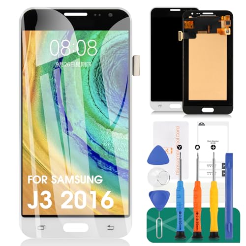 TFT-LCD-Bildschirm Ersatz für Samsung Galaxy J3 2016 J320 J320A J250W8 J320M/DS J320F/DS J320H/DS J320P J320R4 5,0 Zoll LCD Display Touch Screen Digitizer Neu Montage (kein Original AMOLED) (weiß) von SRJTEK