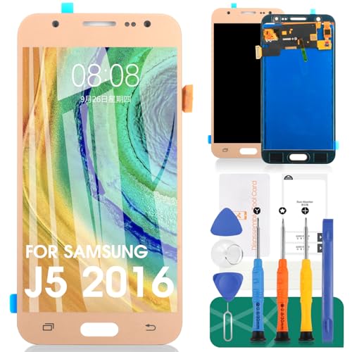 TFT-LCD-Bildschirm Ersatz für Samsung Galaxy J5 2016 J510 J510F J510F/DS J510G/DS 13,2 cm (5,2 Zoll) LCD-Display Touchscreen Digitizer (kein Original AMOLED) (Gold) von SRJTEK