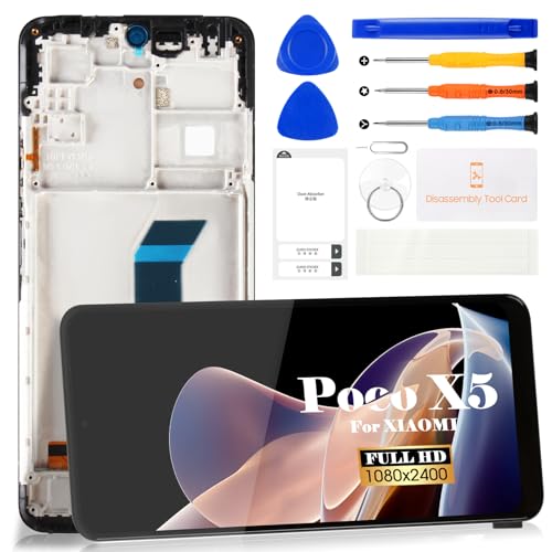 TFT LCD-Display für Xiaomi Poco X5 5G für Redmi Note 12, Ersatz für 22111317PG Touch Digitizer Montage-Reparatur-Sets (schwarz, mit Rahmen) von SRJTEK