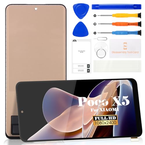 TFT LCD-Display für Xiaomi Poco X5 Pro 5G für Redmi Note 12 Pro, Ersatz für 22101320G Touch Digitizer Montage-Reparatur-Sets (Schwarz, ohne Rahmen) von SRJTEK