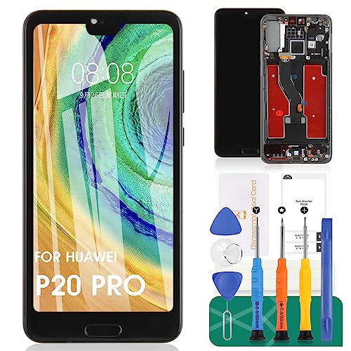 TFT für Huawei P20 Pro Bildschirm Ersatz P20 Pro LCD Display für Huawei P20 Plus Touchscreen Digitizer Montage CLT-AL01 CLT-L29 mit Fingerabdrucksensor Kabel 6,1 Zoll (Schwarz mit Rahmen) von SRJTEK