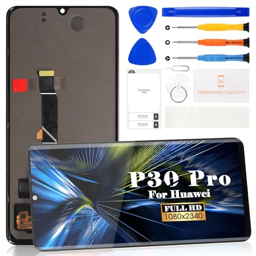 TFT für Huawei P30 Pro Bildschirm Ersatz LCD Display VOG-L29 VOG-L09 VOG-AL00 Touch Digitizer Sensor Kits ohne Rahmen(Schwarz,ohne Fingerabdruck,Nicht gekrümmter Bildschirm) von SRJTEK