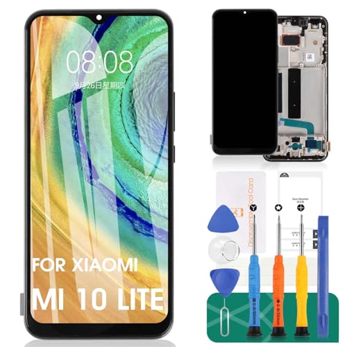 Incell Ersatzbildschirm für Xiaomi Mi 10 Lite 5G für M2002J9G M2002J9S LCD Bildschirm TFT Display für Xiaomi Mi 10 Lite 5G Touchscreen Digitizer Montage mit Rahmenreparatur-Sets von SRJTEK