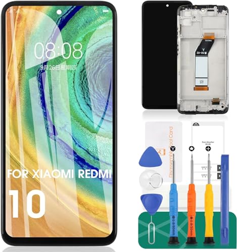 TFT Ersatz-LCD-Display für Xiaomi Redmi 10, 21061119AG, 21061119DG, 21061119AL Touch-Digitalisierer, Montagesets (Schwarz, mit Rahmen) von SRJTEK