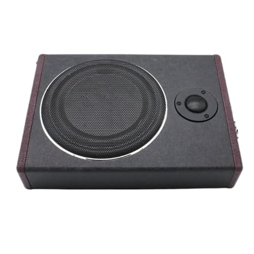 SRKATI Auto-Hochtöner 8 Zoll Auto-Ultradünner Subwoofer Hochleistungs-Aktiv mit Hochtöner Holzleder-Stereo passend für RMS 80W-Lautsprecher Lautsprecher Horn von SRKATI