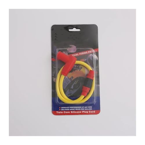 SRKATI Zündkerzen Universal Motorrad Zündspule Zündkerze Iridium Power Kabel Für Dirt Bike Go Kart ATV Roller Moped Zündungskabel(Yellow) von SRKATI