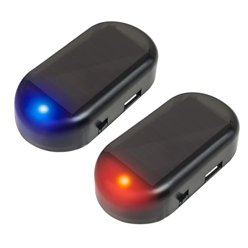2 Stück Alarmanlage Auto, Solar Power Dummy Alarm LED Diebstahl Blinken, Alarmanlage Diebstahlsicherung, für Auto Sicherheitssystem, Dummy Anti-diebstahl Blinklampe(Rot und Blau) von SRLWMYI