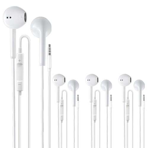 SRLWMYI Kopfhörer Kabelgebundene 3.5mm mit Mikrofon und Lautstärkeregler 4 Pack Kabelkopfhörer für Handys MP3 Player Anschluss Hervorragende Klangqualität Ergonomisches Design von SRLWMYI