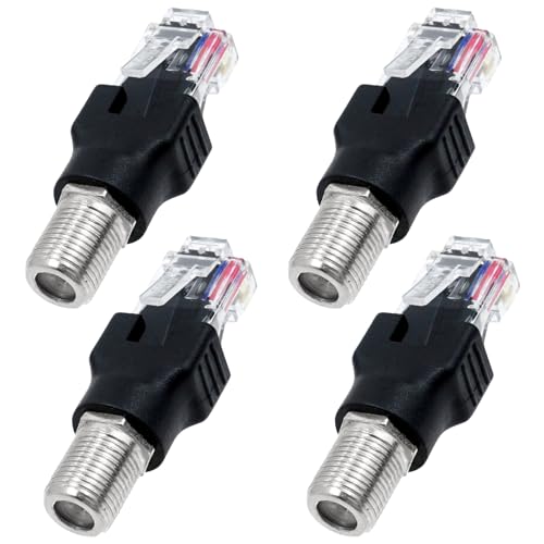SRLWMYI RF auf RJ45 Koaxialkonverter, 4 Stück moca adapterm,router kabelanschluss RF Buchse auf RJ45 Stecker Koax Barrel Adapter für Line Teste von SRLWMYI