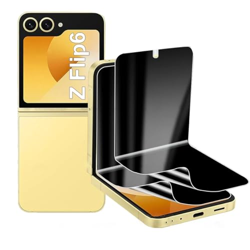 2X Sichtschutz Schutzfolie für Samsung Galaxy Z Flip6 / Samsung Galaxy Z Flip 6 (6.7"), Blasenfreie Weich TPU Privacy Displayschutzfolie [Anti Spähen] [Anti-Kratzen] von SRSRROP