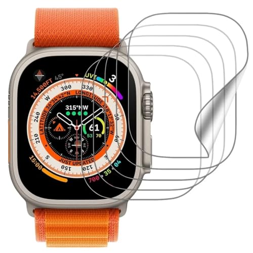 SRSRROP 5 Stück Displayschutz Folie für Apple Watch Ultra 2/Ultra Screen Protector (49mm),Flexible TPU Folie, Anti-Kratzer HD Klar Displayfolie, Selbstheilung von SRSRROP