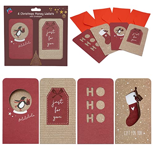 4 Stück Weihnachten Geldbörsen mit Umschlägen, niedliche Bastelform Designs mit schönen Zitaten, Geldumschläge für Bargeld Geschenke von SRV Hub