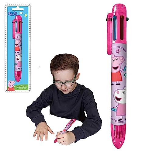 SRV Hub Pepa Pig Kugelschreiber für Kinder und Mädchen, 6 Farben, einziehbarer Stift für Büro, Schulbedarf, Studenten, Kinder, Geschenk, Kinder-Partygeschenke ab 3 Jahren von SRV Hub
