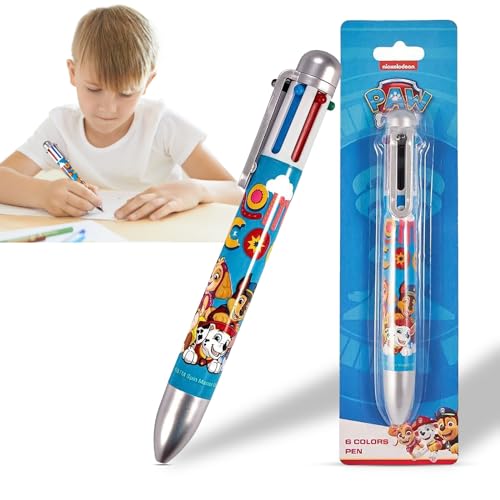 SRV Hub® Character Color Kugelschreiber für Kinder, 1 Stück, aus strapazierfähigem Kunststoff, mehrfarbig, ideal für Kinder, Kunst und Handwerk ab 3 Jahren (Paw Patrol (6 Farben) Clip-Stift) von SRVertex