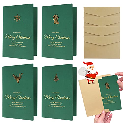 Weihnachtskarten mit Umschlag Set, 4er Blanko Frohe Weihnachten Karte Weihnachtsgrußkarten mit Briefumschläge, Vintage Bronzing Weihnachtskarten Klappkarten Dankeskarten Visitenkarten Party Einladung Weihnachtskarten mit Umschlag Set, 4er Blanko Frohe Weihnachten Karte Weihnachtsgrußkarten mit Briefumschläge, Vintage Bronzing Weihnachtskarten Klappkarten Dankeskarten Visitenkarten Party Einladung von SRXWO
