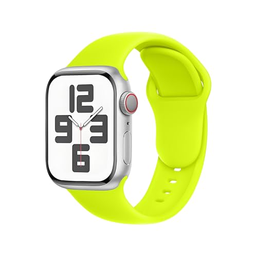 SRena SBC1 Armband für Armband Apple Watch Ultra 2/Ultra/SE/Series 10 9 8 7 6 5 4 (38/40/41/42/44/45/46/49mm)–Sportarmband, Originalstyle–Kompatibel mit allen Modellen,Leuchtgelb von SRena
