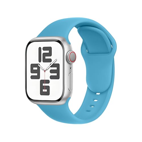 SRena SBC1 Armband für Armband Apple Watch Ultra 2/Ultra/SE/Series 10 9 8 7 6 5 4 (38/40/41/42/44/45/46/49mm)–Sportarmband, Originalstyle–Kompatibel mit allen Modellen,Kristallmeerblau von SRena