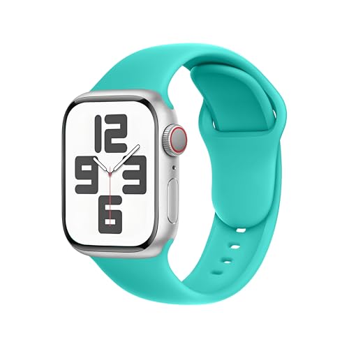 SRena SBC1 Armband für Armband Apple Watch Ultra 2/Ultra/SE/Series 10 9 8 7 6 5 4 (38/40/41/42/44/45/46/49mm)–Sportarmband, Originalstyle–Kompatibel mit allen Modellen,Seeblau von SRena