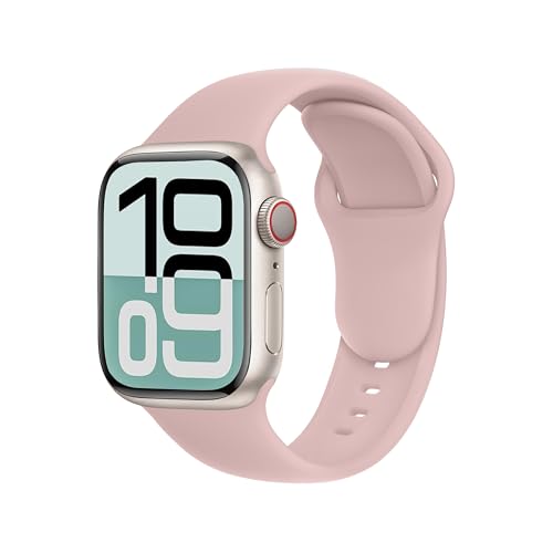 SRena SBC1A Armband für Armband Apple Watch Ultra 2/Ultra/SE/Series 10 9 8 7 6 5 4 (38/40/41/42/44/45/46/49mm)–Sportarmband, Originalstyle–Kompatibel mit allen Modellen,Tausendjährig Rosa von SRena