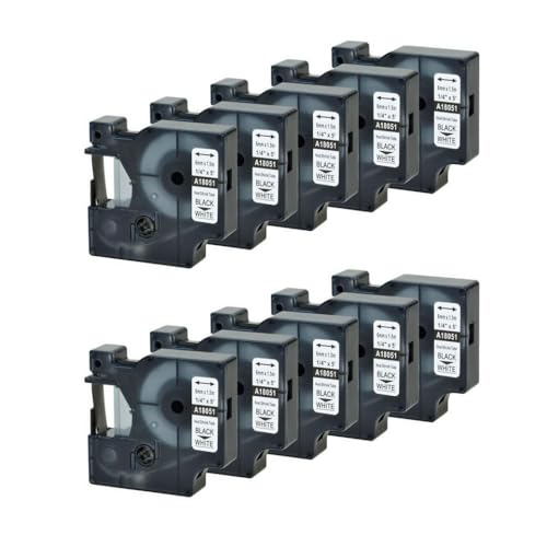 10 Stücke 6mm Wärme Schrumpfrohr -Etikettband mit schwarz auf weißem S0718260 18051 kompatibel von SRxBKC