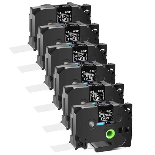 6 Pack schwarzer Ätzschablonen Etikettenklebeband 18mm 24 mm 36 mm kompatibel mit Select Label Makers Ste-141 STE-151 STE-161(24mm) von SRxBKC