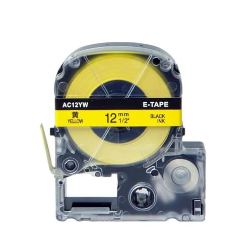 Etikettenklebebandersatz Kompatibel mit Drucker der LW -Serie 12 18mm(Black on Yellow) von SRxBKC
