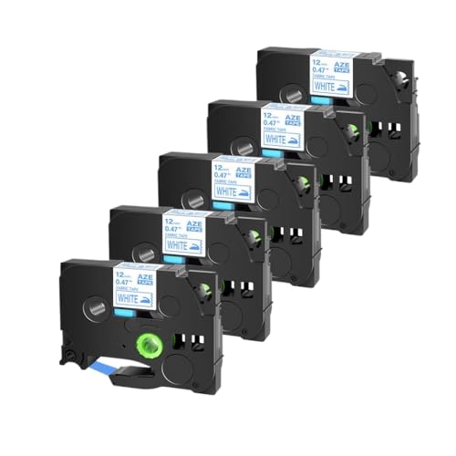 SRxBKC 10 Pack -Kompatible Wabebeisen auf dem Etikett Maker Tape 1/2 Zoll schwarz auf weißer Verwendung mit PTD200 PTD210 PTD400(5PK Blue on White) von SRxBKC