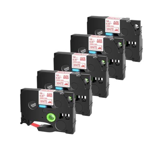 SRxBKC 10 Pack -Kompatible Wabebeisen auf dem Etikett Maker Tape 1/2 Zoll schwarz auf weißer Verwendung mit PTD200 PTD210 PTD400(5PK Red on White) von SRxBKC