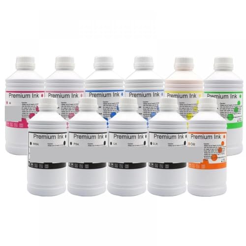 SRxBKC 1000 ml Farbstofftinte Kompatibel mit Verschiedene Tintenstrahldrucker, einschließlich 7910 9910 7908 9908 7890 9890 7800 9900 7710 9710 7700 9700 In 11 Farben erhältlich(1000ML-Dye-11pcs) von SRxBKC