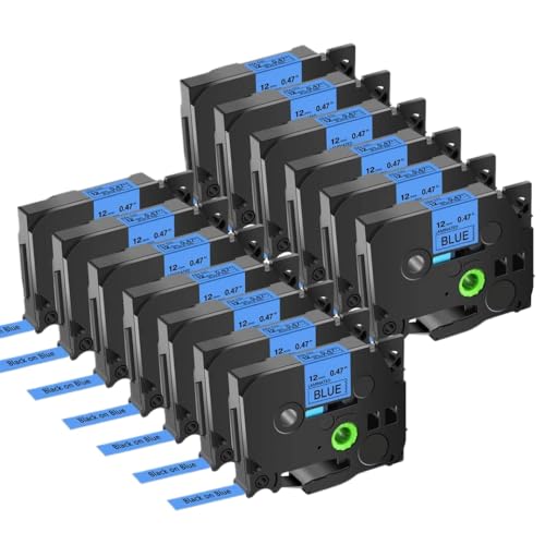 SRxBKC 13 Pack 12mm TZE 231 Multicolor -kompatibles Etikettband Kompatibel mit Verschiedene Etikettiermacher, einschließlich PT H110 -Modell(Black on Blue) von SRxBKC
