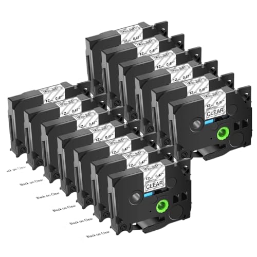 SRxBKC 13 Pack 12mm TZE 231 Multicolor -kompatibles Etikettband Kompatibel mit Verschiedene Etikettiermacher, einschließlich PT H110 -Modell(Black on Clear) von SRxBKC