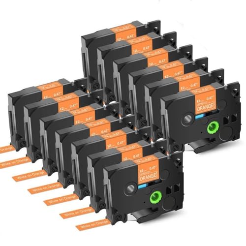 SRxBKC 13 Pack 12mm TZE 231 Multicolor -kompatibles Etikettband Kompatibel mit Verschiedene Etikettiermacher, einschließlich PT H110 -Modell(White on orange) von SRxBKC