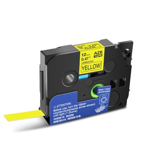 SRxBKC Etikettband Kompatibel mit Drucker 6mm 9mm 12 mm 18 mm 24 mm Ersatz Kompatibel mit TZ 131 231 431 531 631 731 Bänder(Black on Yellow) von SRxBKC