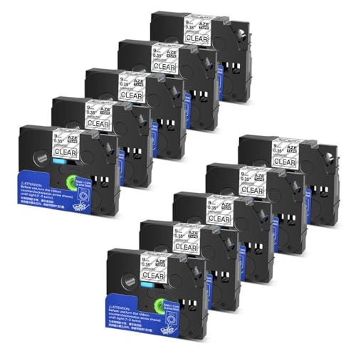 SRxBKC Etikettenbänder 10pk Ersatz TZE 121 kompatible Etikettenrollen von SRxBKC
