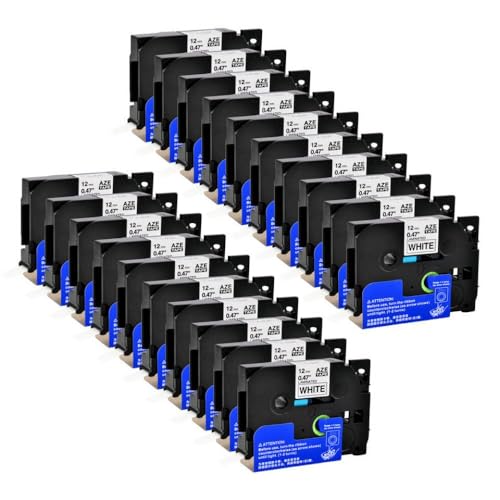 SRxBKC Etikettenkennzeichen Kompatibel mit Drucker schwarz auf weißen Bändern mehrere Größen 12mm 10 20 Packs(20PK) von SRxBKC