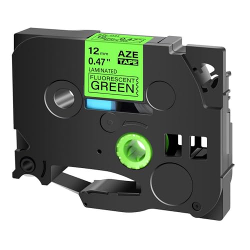 SRxBKC Etikettenklebeband Kompatibel mit Etikettenhersteller 12mm Ersatzbänder 231 631 221 241 251 Kompatibel mit Etikettendrucker(Black on Fluo Green) von SRxBKC